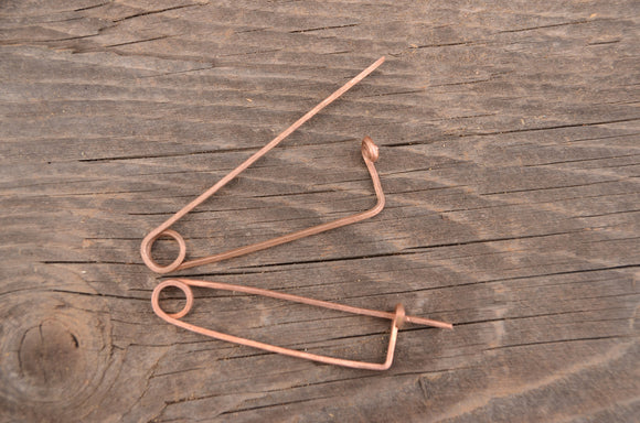 Handforged pin /11 cm,  Copper pin for weaving / Tablet weaving / Medieval weaving tool / Medieval reenactment pin / Hammered pin