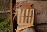 Rigid heddle board with shuttle / Oaken handle / Weaving loom / Back Strap Loom / Handweaving loom/ Viking craft/ Tape loom /Braid weaving