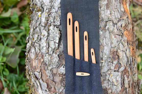 Needles for naalbinding, Beech wood, Set of 4  needles, Needles with case, Medieval weaving, Viking reenactment, Wooden needles, Beech wood