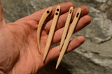 Set of 4 nalbinding needles, Set of wooden needles, Curved needle, Two holes needle, Set for naalbinding, Knitting needles, Horn Beam wood