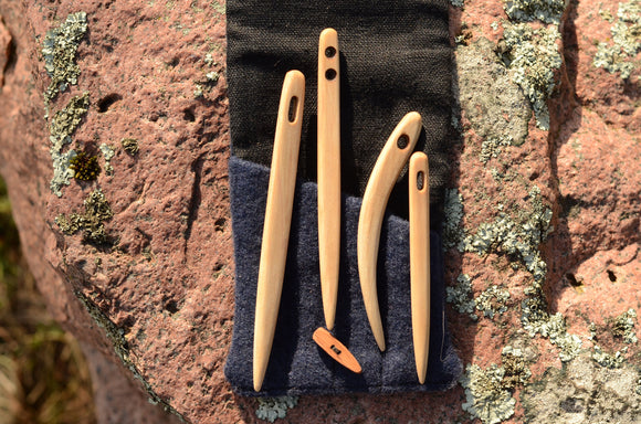 Nalbindin needles, Needles with case, Wooden knitting needles, Set for nalbinding, Nålbinding naalbinding, Viking craft, Needlebinding
