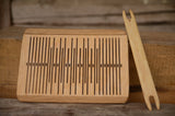 Double slotted, 9 slot rigid heddle, Oak wood, Pick-Up Rigid Heddle, 9 Pattern Thread Slots, 9 pattern strings, band weaving, belt weaving