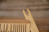Double slotted, 11 slots, OAK,  Slotted Pick-Up Rigid Heddle, 58 Warp Threads, 11 Pattern Thread Slots, Oak wood, band weaving, belt weaving