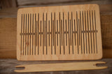 Double slotted, Slotted Pick-Up Rigid Heddle, 58 Warp Threads, 11 Pattern Thread Slots, Oak wood, band weaving, belt weaving