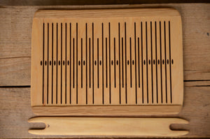 Double slotted, 9 slot rigid heddle, OAK wood, Pick-Up Rigid Heddle, 9 Pattern Thread Slots, 9 pattern strings, band weaving, belt weaving