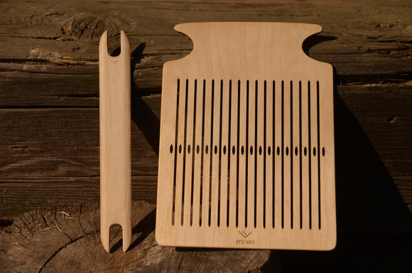 Rigid Heddle weaving loom with Shuttle. Natural wood colour, Weaving board, Rigid weaving,Inkle weaving, Backstrap loom, Handweaving loom