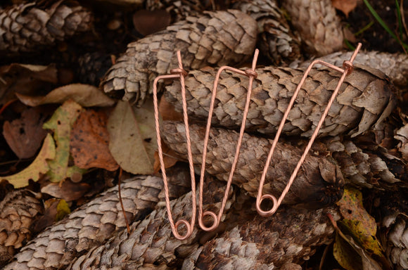 Handforged twisted pin/ 9-10cm length/ Copper pin for weaving / Tablet weaving / Card weaving /  Medieval reenactment pin / Tablets fastener