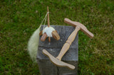 Spindle Kit with Niddy Noddy & 50g Natural Merino Wool – Hand Spinning Starter Set