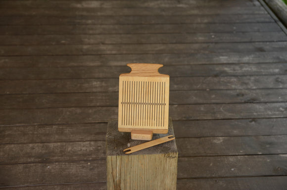 Rigid Heddle Board with Shuttle & Optional Dock | Hand Weaving Tool for Backstrap or Table Loom | Elm Oak | Compact Weaving Kit