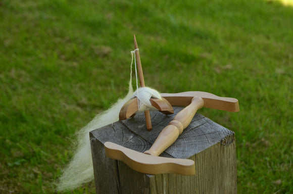 Spindle Kit with Niddy Noddy & 50g Natural Merino Wool – Hand Spinning Starter Set