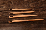 Needles for naalbinding / Set of 4 oaken needles / With linen woolen case / Medieval weaving  / Viking reenactment /Wooden needles /Oak wood