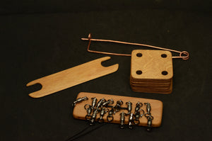 Tablet weaving kit, 16 tablets, Set for card  weaving,  weaving swivels, weaving shuttle, copper pin, tablets for weaving, Medieval weaving