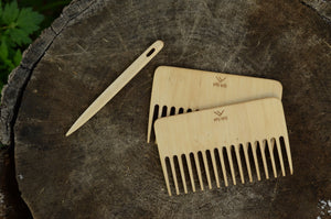 Weaving comb, Comb with needle, Nalbinding needle,Tapestry beater for looms,Wooden supply for weaving, , Viking weaving tool, Baltic weaving